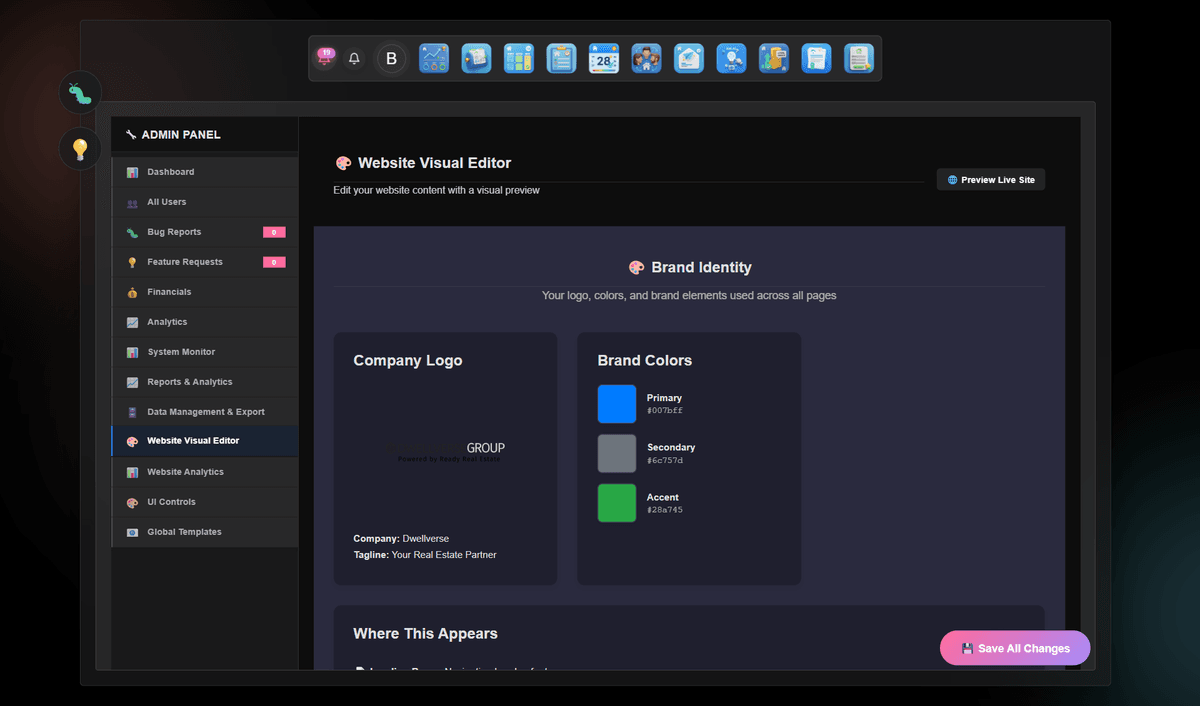 Website Visual Editor Interface