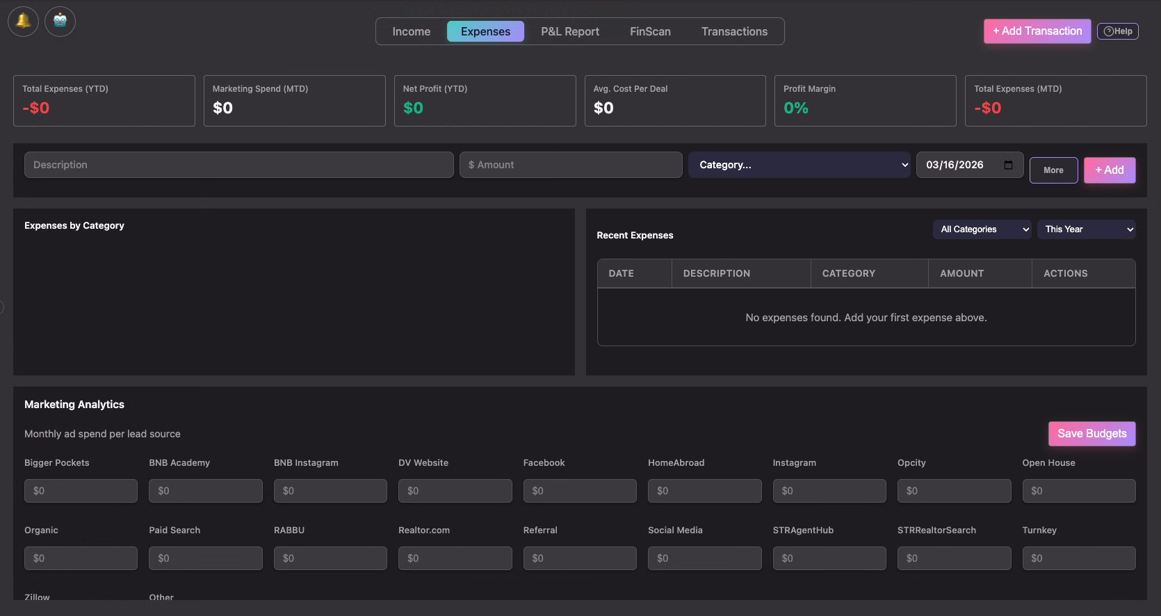Expense & ROI Tracking Dashboard